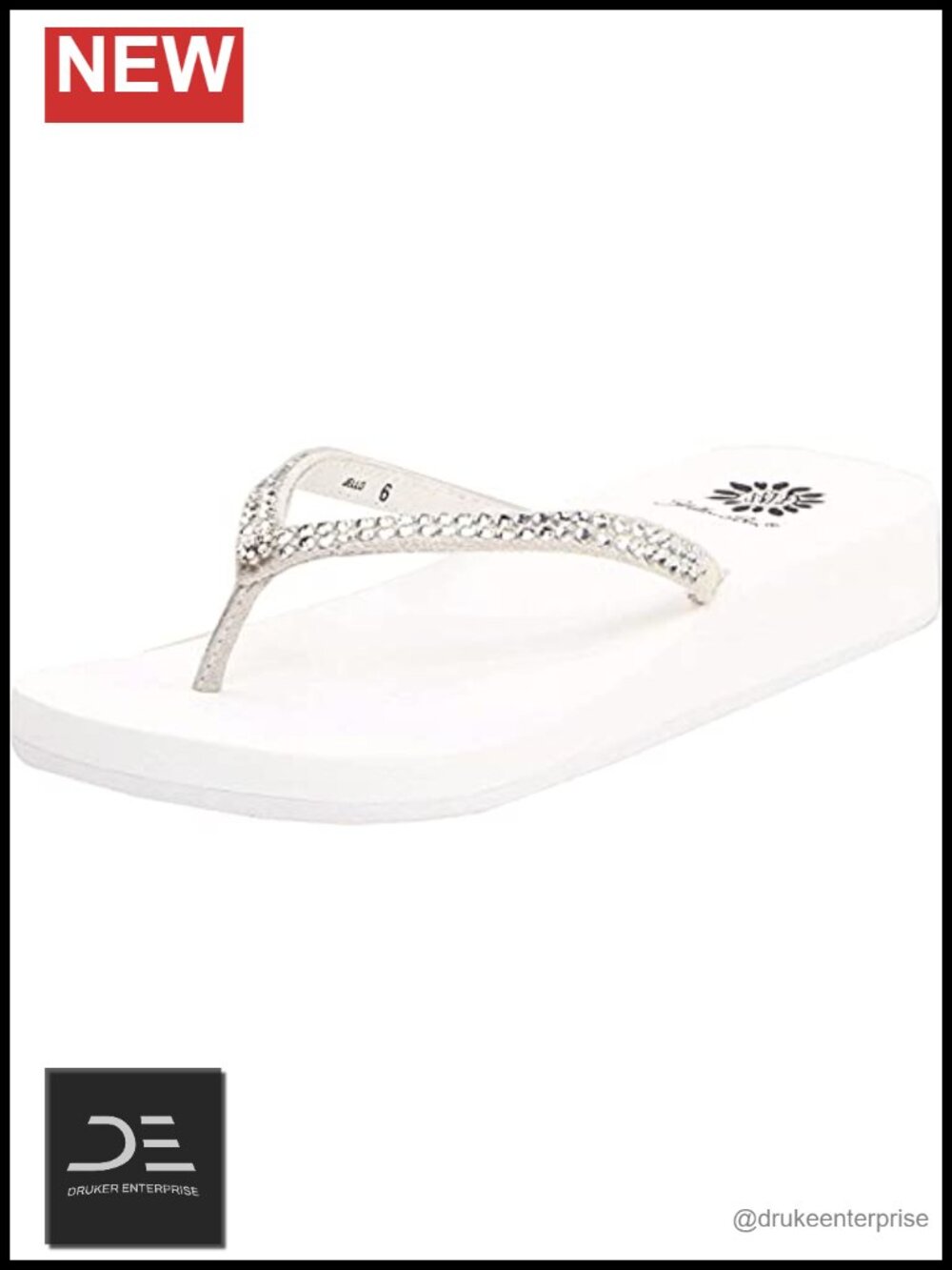 Yellow Box Women's Jello Leather Flip Flop Sandals with Rhinestones Wedge